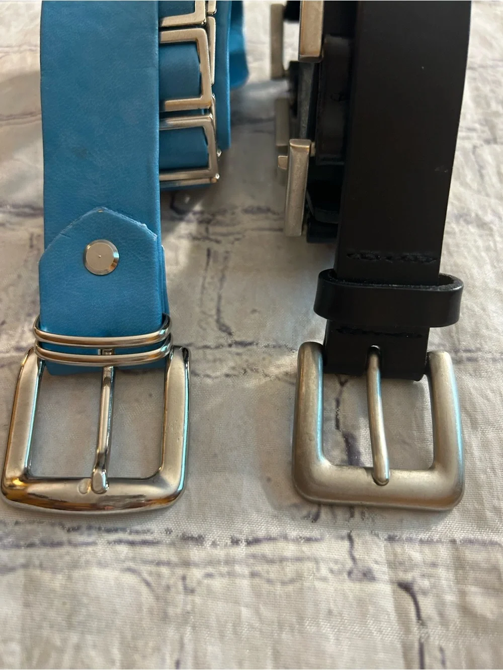 CALVIN KLEIN BLACK LEATHER WITH SILVER TONE CHAIN LINKS & TURQUOISE SILVER BELTS